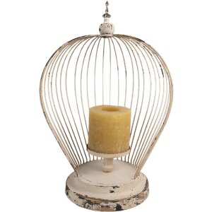 Clayre & Eef 6Y5588 Farol Hierro Beige 31x24x45 cm Estilo Antiguo