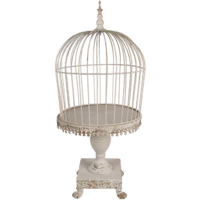 Clayre & Eef 6Y5591 Decoración Jaula Hierro Antiguo Beige Ø 33x69 cm
