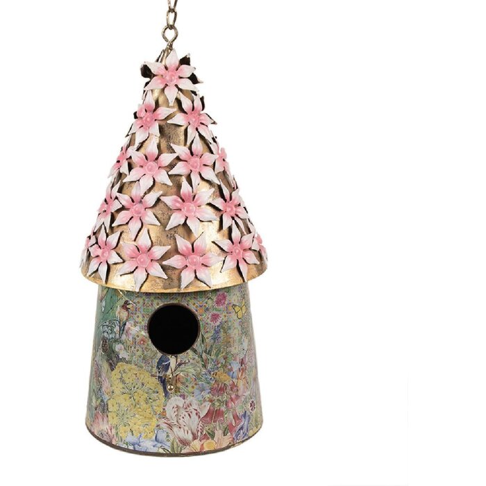 Clayre & Eef 6Y5599 Pajarera Rosa Ø 17x33/70 cm Hierro Redonda Estilo Campestre