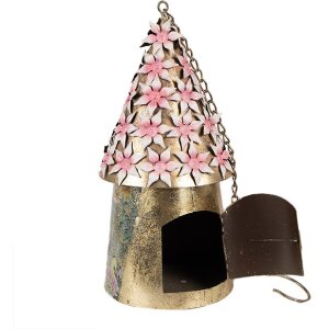 Clayre & Eef 6Y5599 Pajarera Rosa Ø 17x33/70 cm Hierro Redonda Estilo Campestre