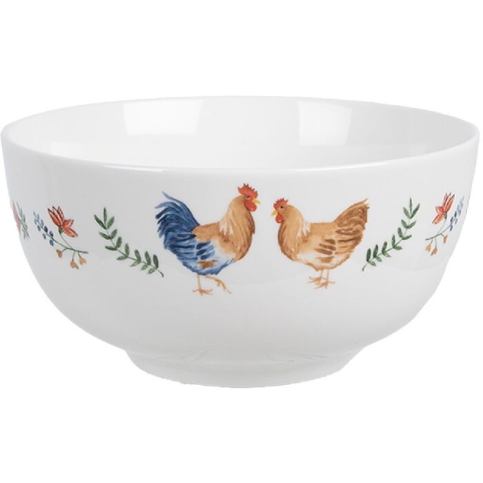 Clayre & Eef CARYBO bol cerámica blanco Ø 14x7 cm 500 ml estilo country