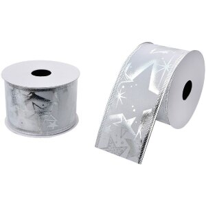 Clayre & Eef LI0125 Cinta color Blanco Plata 5 cm x...
