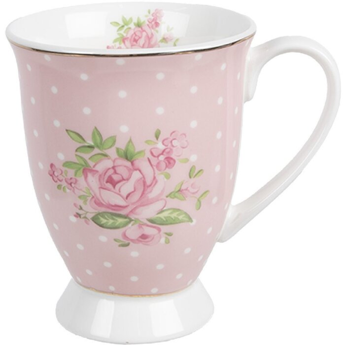 Clayre & Eef SWRMU-2 Taza Porcelana Rosa Morado 12x8x10cm 300ml