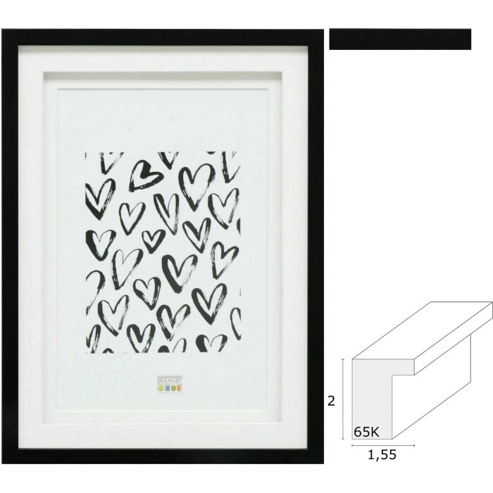 Deknudt S65KK2 Marco Negro Doble Passepartout 10x15 cm a 20x30 cm