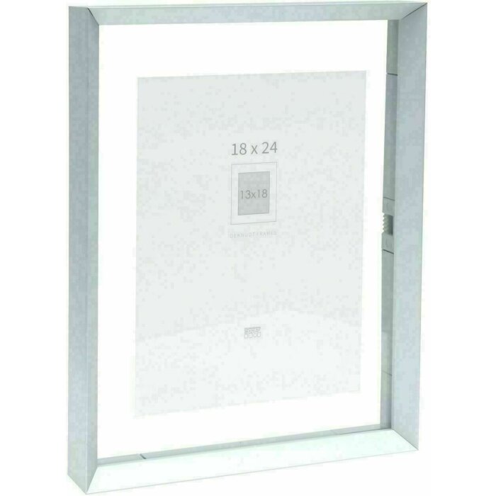 Deknudt S028D1 Marco de cristal tira aluminio plata efecto foto flotante 13x18 cm 18x24 cm
