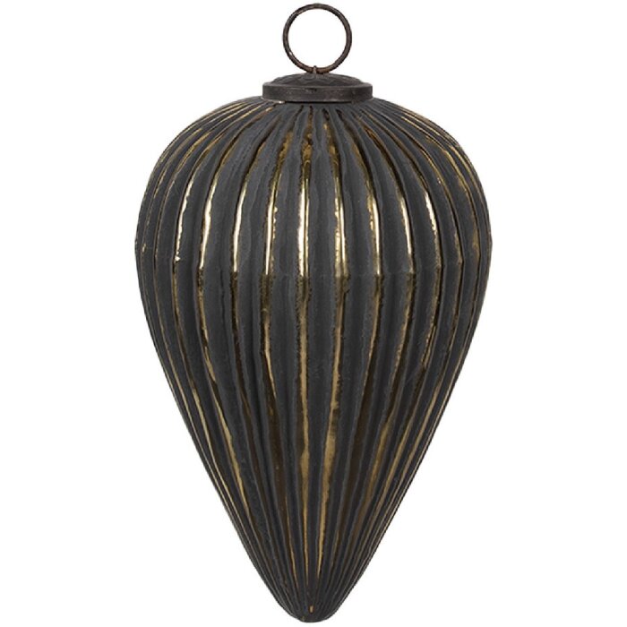 Clayre & Eef 6GL4526L Adornos para árbol de Navidad plata negra Ø 15x26 cm estilo barroco