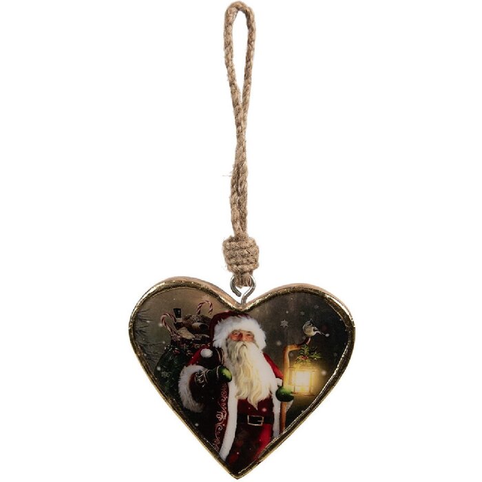 Clayre & Eef 6H2385L Colgante Corazón Rojo 13x2x13 cm