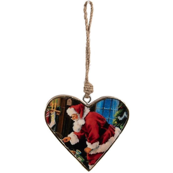 Clayre & Eef 6H2386L Percha Corazón Rojo Marrón 13x2x13 cm Madera