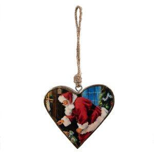 Clayre & Eef 6H2386L Percha Corazón Rojo Marrón 13x2x13 cm Madera