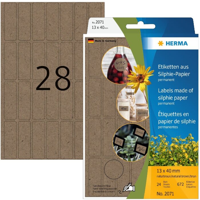 HERMA 2071 Etiquetas multiuso 12x40mm Papel Silphie adhesivo permanente