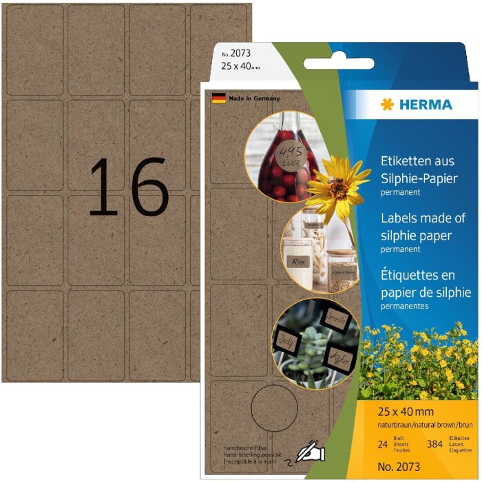 HERMA 2073 Etiquetas multiuso 25x40mm Papel Silphie para etiquetado manual