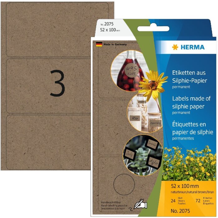 Etiquetas multiuso HERMA 52 x 100 mm Papel Silphie permanente para etiquetado manual