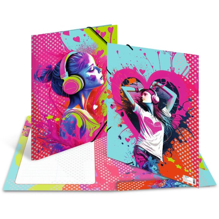 HERMA 19577 Carpeta cartón A3 Music Girl cierre elástico