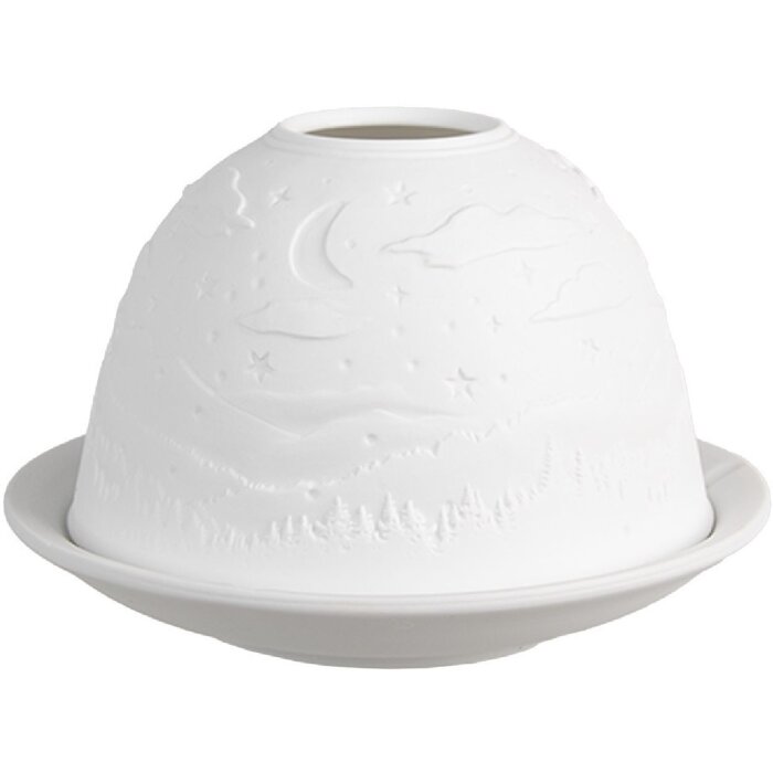 Clayre & Eef 6CE1815 Portacandelitas Blanco Ø 12x8 cm Porcelana Estilo Campestre
