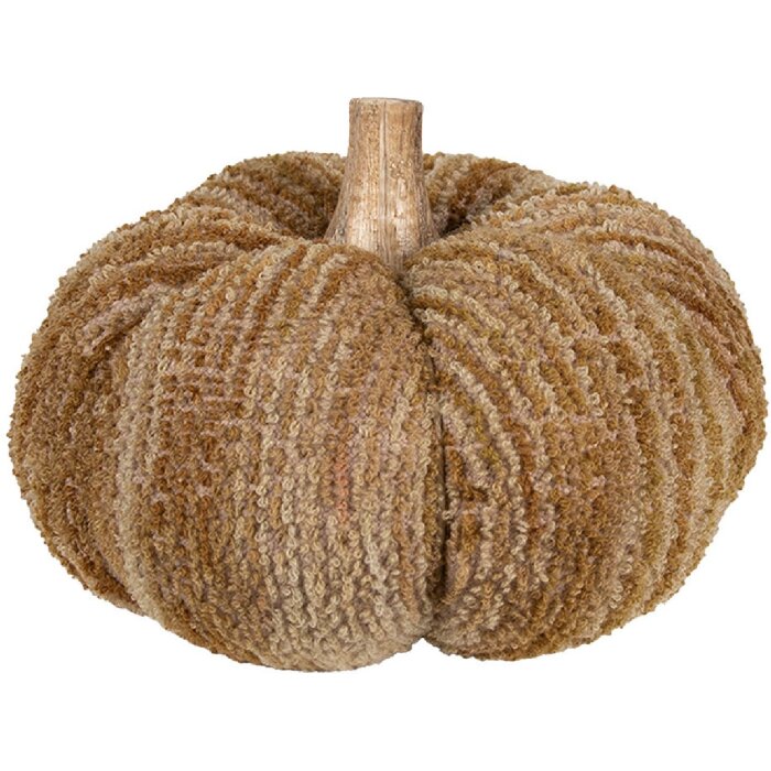 Clayre & Eef 65434 Calabaza Decorativa Marrón Beige Poliéster Ø 20x14 cm Estilo Campestre
