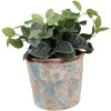 Clayre & Eef 6TE0523L Maceta Terracota Beige Azul Ø 23x20 cm Estilo Campestre