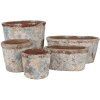 Clayre & Eef 6TE0523L Maceta Terracota Beige Azul Ø 23x20 cm Estilo Campestre
