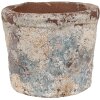 Clayre & Eef 6TE0526S Maceta Terracota Beige Azul Ø 12x10 cm Estilo Campestre