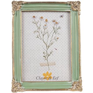 Clayre & Eef 2F1141 Marco de Foto 16x2x21 cm Verde Dorado Estilo Bohemio