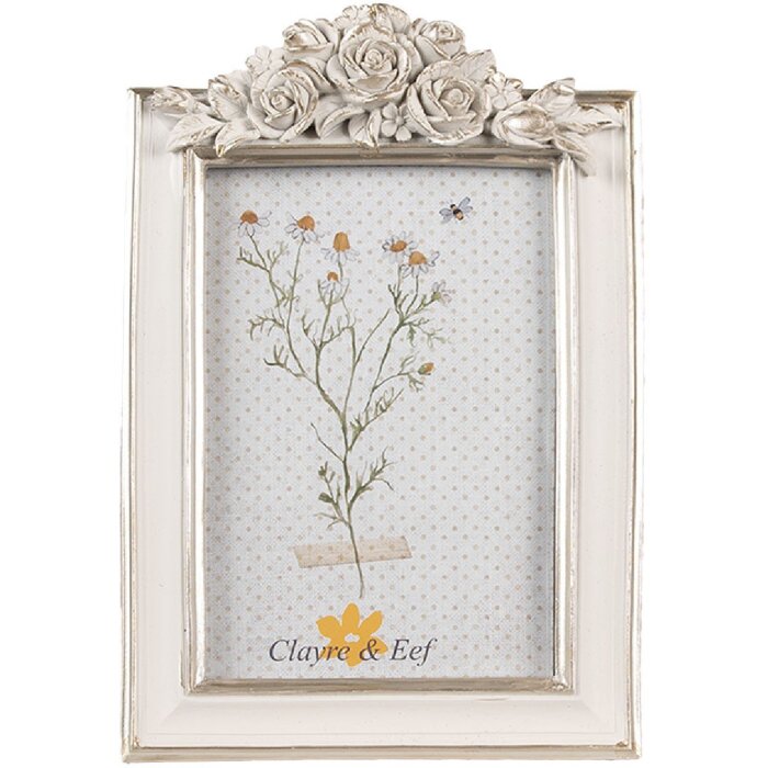 Clayre & Eef 2F1142 Marco Blanco Plata 14x2x22 cm / 10x15 cm