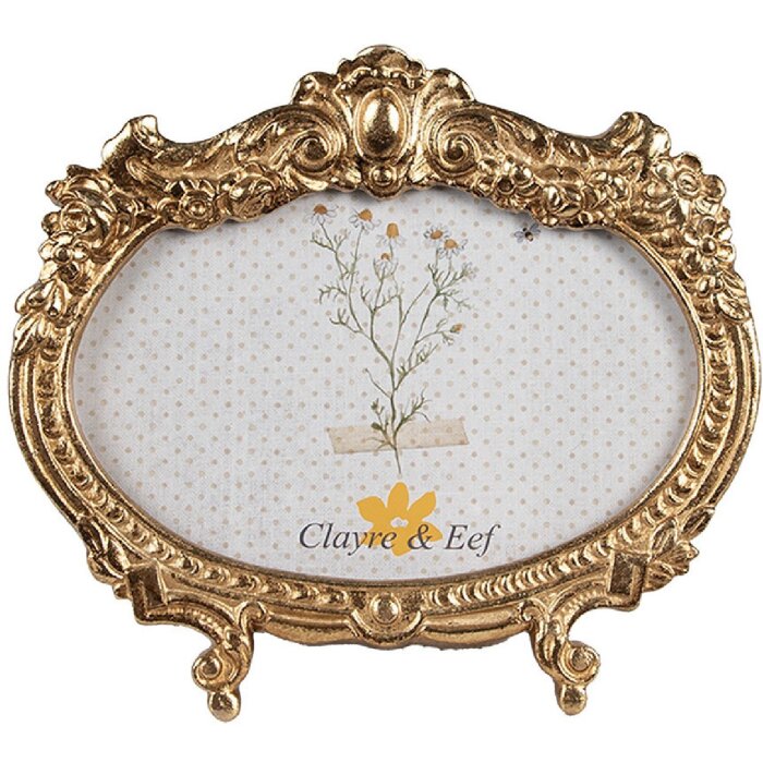 Clayre & Eef 2F1144 Marco de fotos color oro 17x2x15 cm / 10x15 cm Oval Barroco