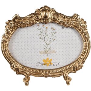 Clayre & Eef 2F1144 Marco de fotos color oro 17x2x15 cm / 10x15 cm Oval Barroco