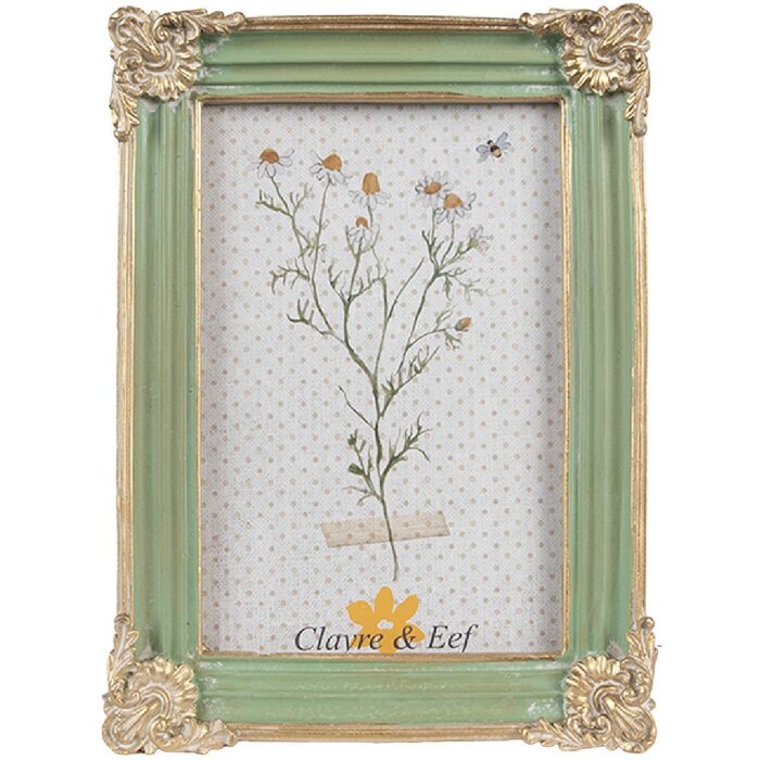 Clayre & Eef 2F1147 Marco Foto Oro Verde 13x2x18 cm 10x15 cm