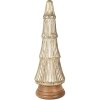 Clayre & Eef 65394 Árbol de Navidad Ø 15x45 cm Madera de vidrio dorada estilo campestre