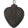 Clayre & Eef 6GL4529S Adorno de Navidad en forma de corazón negro 7x3x8 cm Vidrio