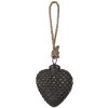 Clayre & Eef 6GL4529S Adorno de Navidad en forma de corazón negro 7x3x8 cm Vidrio