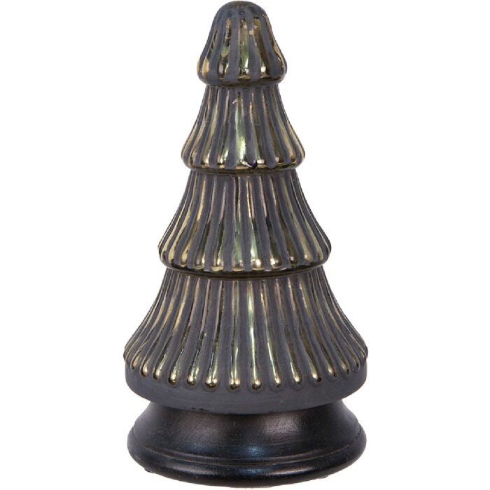Clayre & Eef 65382 Árbol de Navidad Gris Dorado Ø 14x25 cm
