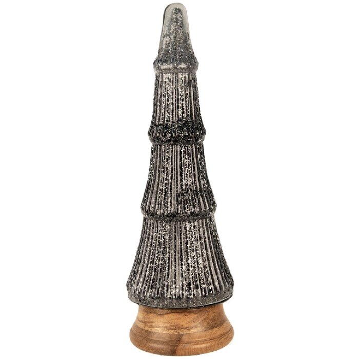 Clayre & Eef 65387 Árbol de Navidad Plata Negro Ø 15x44 cm
