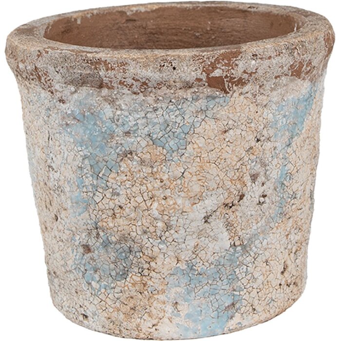 Maceta Clayre & Eef Beige Verde Ø 14x12 cm Estilo Campestre