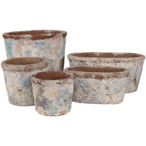 Maceta Clayre & Eef Beige Verde Ø 14x12 cm Estilo Campestre