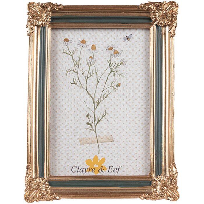 Clayre & Eef 2F1148 Marco Foto Oro Verde 13x2x18 cm 10x15 cm
