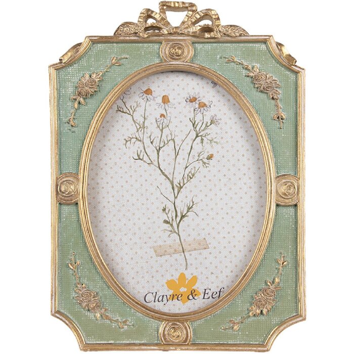 Clayre & Eef 2F1154 Marco de Foto Verde Dorado 16x2x24 cm 13x18 cm