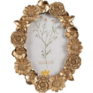 Clayre & Eef 2F1156 Marco de fotos 10x15 cm Oval dorado