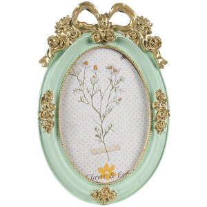 Clayre & Eef 2F1157 Marco Ovalado Verde Dorado 10x15 cm