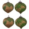 Clayre & Eef 6GL4509 Juego de 4 bolas de Navidad oro verde 27x26x13 cm Ø 15x15 cm