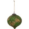 Clayre & Eef 6GL4509 Juego de 4 bolas de Navidad oro verde 27x26x13 cm Ø 15x15 cm