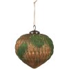 Clayre & Eef 6GL4509 Juego de 4 bolas de Navidad oro verde 27x26x13 cm Ø 15x15 cm