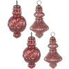 Clayre & Eef 6GL4512 Juego de 4 bolas de Navidad de vidrio rojo 29x18x9cm Ø8x15cm