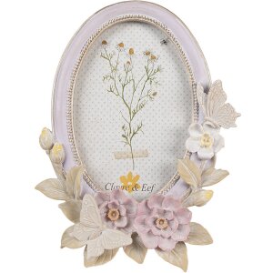 Clayre & Eef 2F1102 Marco de fotos Oval Beige Morado...
