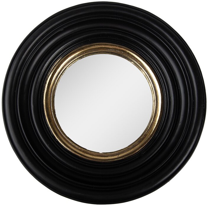 Clayre & Eef 62S301 Espejo Espejo de Pared Oro Negro Ø 25x4 cm Retro Vintage