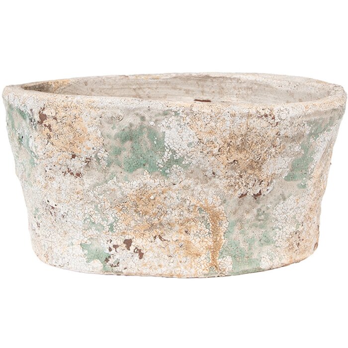Clayre & Eef 6TE0533M Maceta Beige Verde 22x13x11 cm