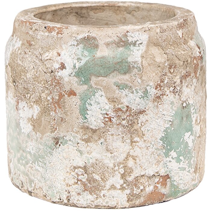 Clayre & Eef 6TE0539S Maceta Terracota Beige Verde Ø 11x9 cm