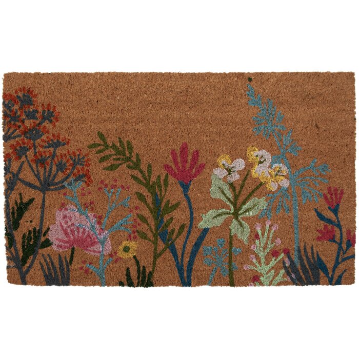Clayre & Eef WFFMC Alfombra de puerta motivo floral 75x45x1 cm
