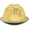 Clayre & Eef 6CE1809 Portacandelitas Gato Porcelana Ø 12x8 cm Blanco