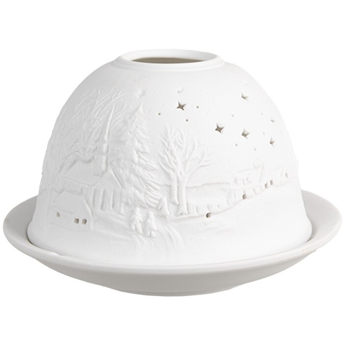 Clayre & Eef 6CE1814 Portacandelitas Estrellas Ø 12x8 cm Blanco