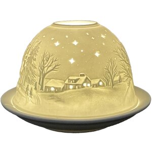 Clayre & Eef 6CE1814 Portacandelitas Estrellas Ø 12x8 cm Blanco